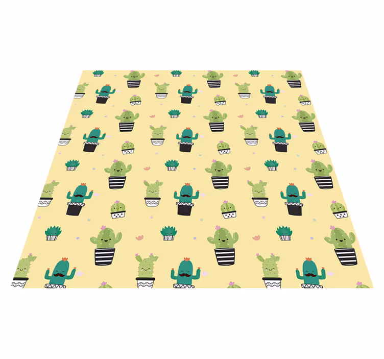 Floral vinyl carpet with cactus drawing pattern - TenStickers
