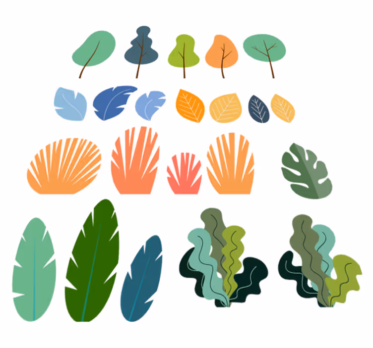 Floral vinyl carpet with tropical plant leaves pack - TenStickers