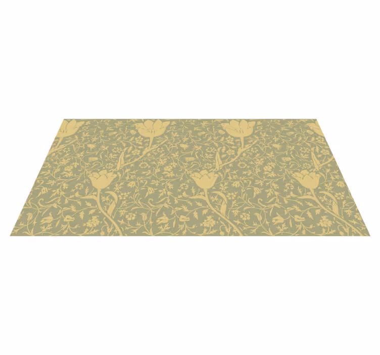 Floral vinyl carpet with subtle gold and green pattern - TenStickers
