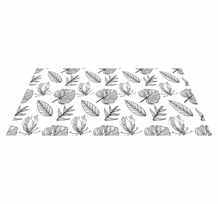 Floral vinyl carpet with solid tropical leaves - TenStickers