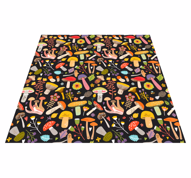 Floral vinyl carpet with autumn mushroom design - TenStickers