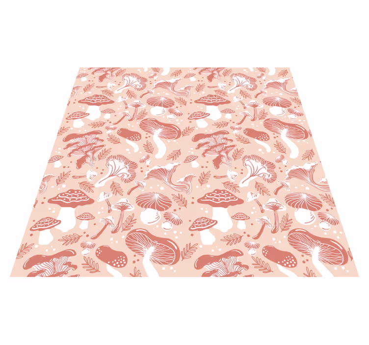 Floral vinyl carpet with forest mushrooms on beige - TenStickers