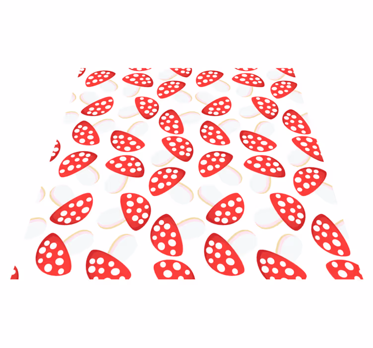 Floral vinyl carpet classical mushrooms white background - TenStickers