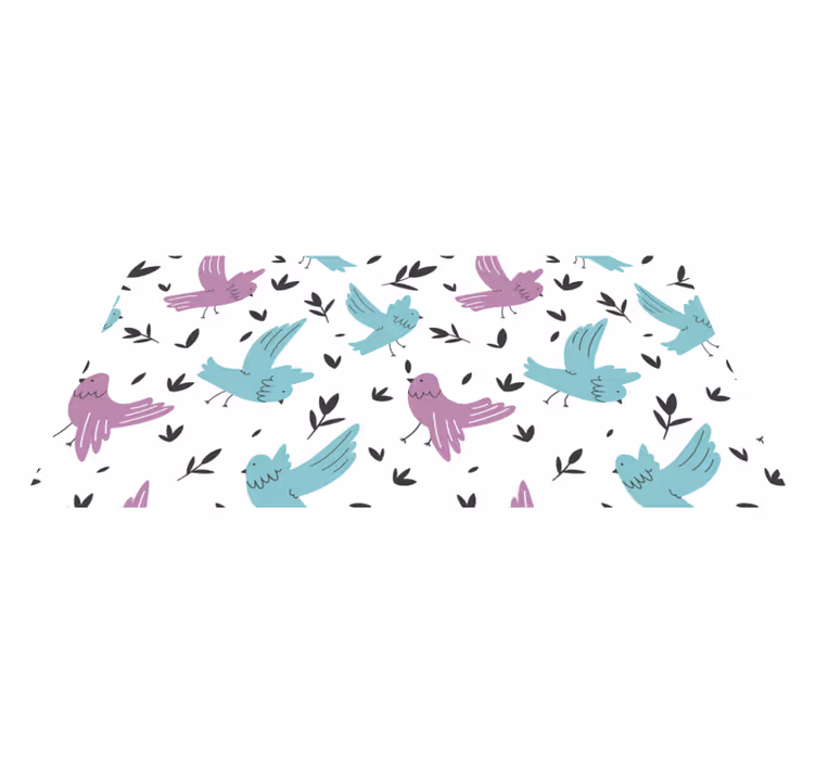 Floral vinyl carpet with blue and purple bird design - TenStickers