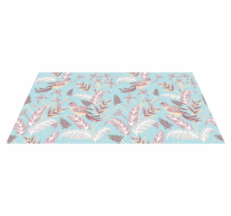 Floral vinyl carpet in blue and pink floral design - TenStickers