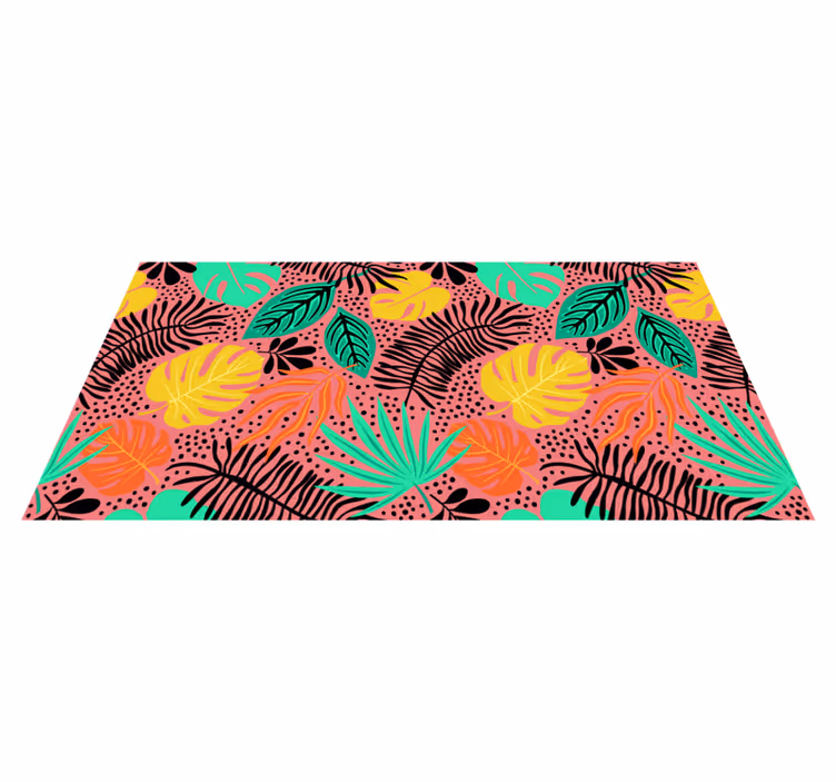 Floral vinyl carpet with vibrant leaf designs - TenStickers