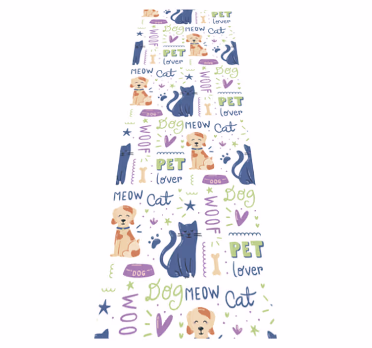 Bedroom vinyl carpet with vibrant dog doodles - TenStickers