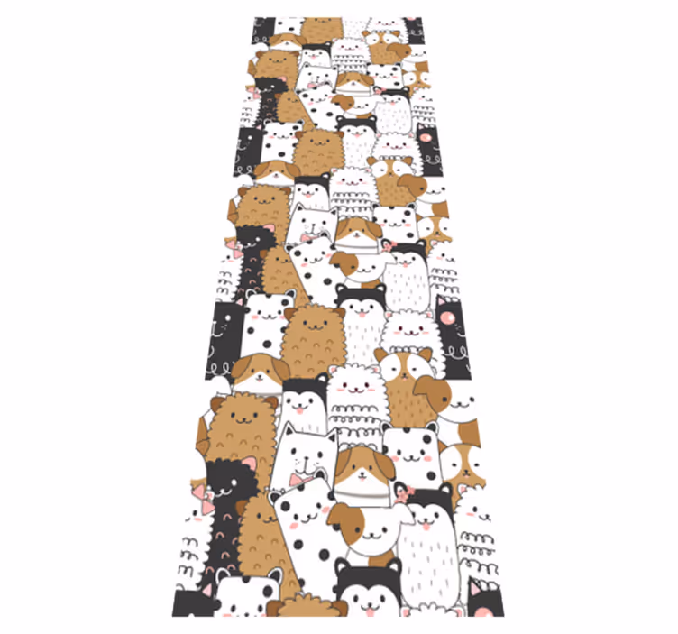 Bedroom vinyl carpet with adorable seamless dogs - TenStickers