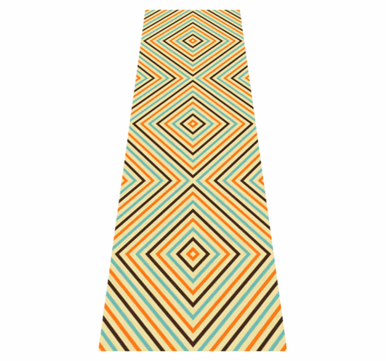 Bedroom vinyl carpet in vintage orange and blue pattern - TenStickers