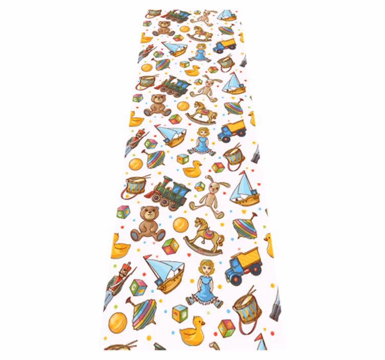 Bedroom vinyl carpet with cute wooden toys and teddy bear - TenStickers