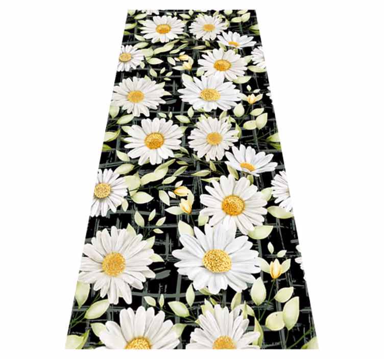 Bedroom vinyl carpet with realistic daisy stripes - TenStickers