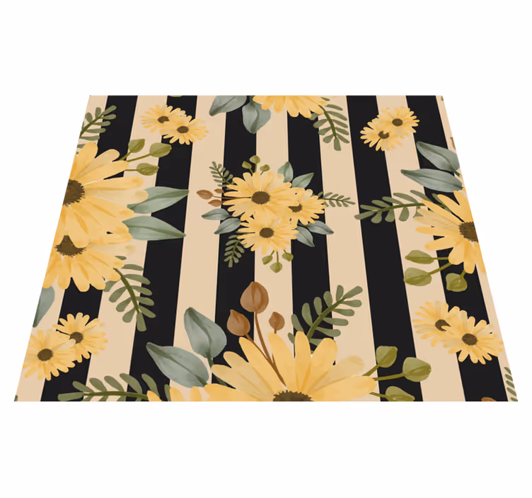 Bedroom vinyl carpet with autumn sunflowers stripes - TenStickers