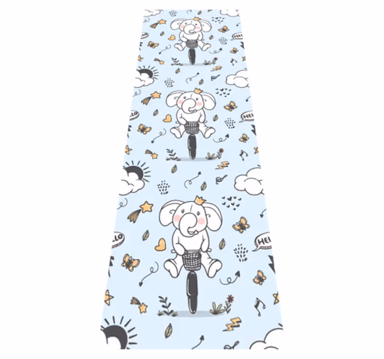 Bedroom vinyl carpet with elephant bicycle design - TenStickers