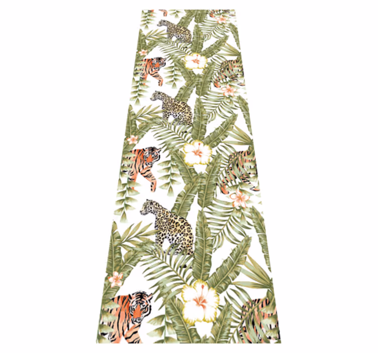 Bedroom vinyl carpet leopards and tropical leaves - TenStickers