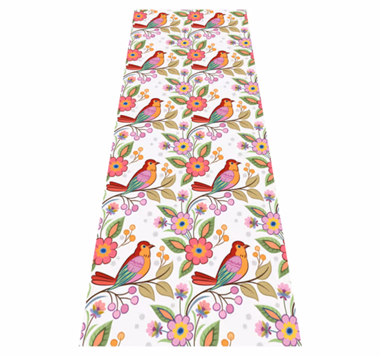 Bedroom vinyl carpet with red and orange bird design - TenStickers