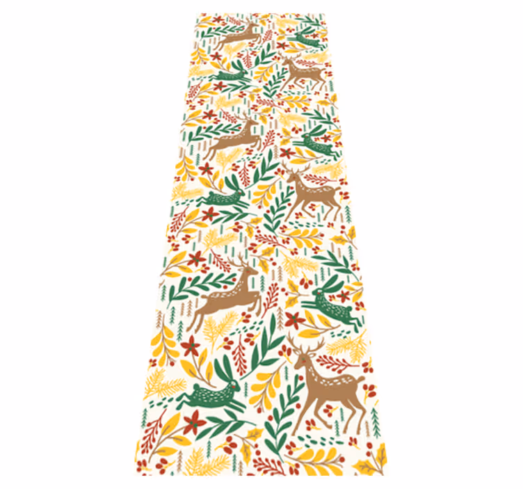Bedroom vinyl carpet with gray deer and yellow flowers - TenStickers