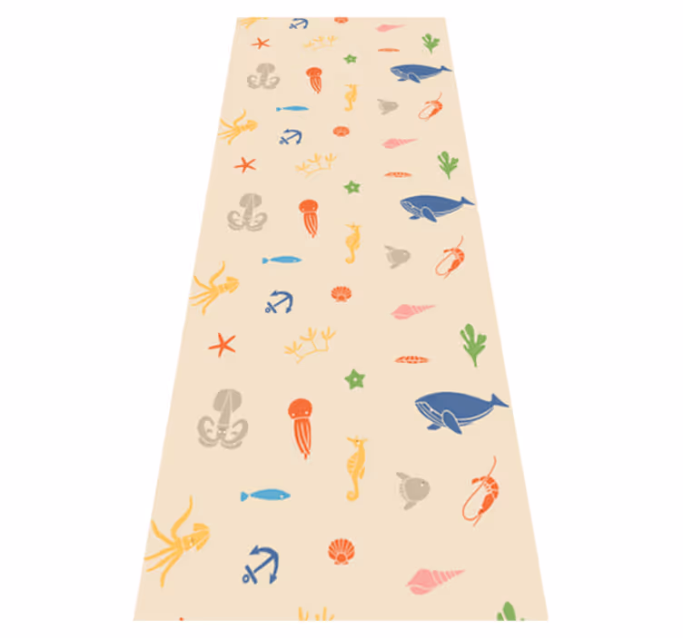Bedroom vinyl carpet with sea creatures on beige - TenStickers