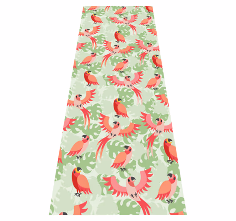 Bedroom vinyl carpet with red birds on green leaves - TenStickers