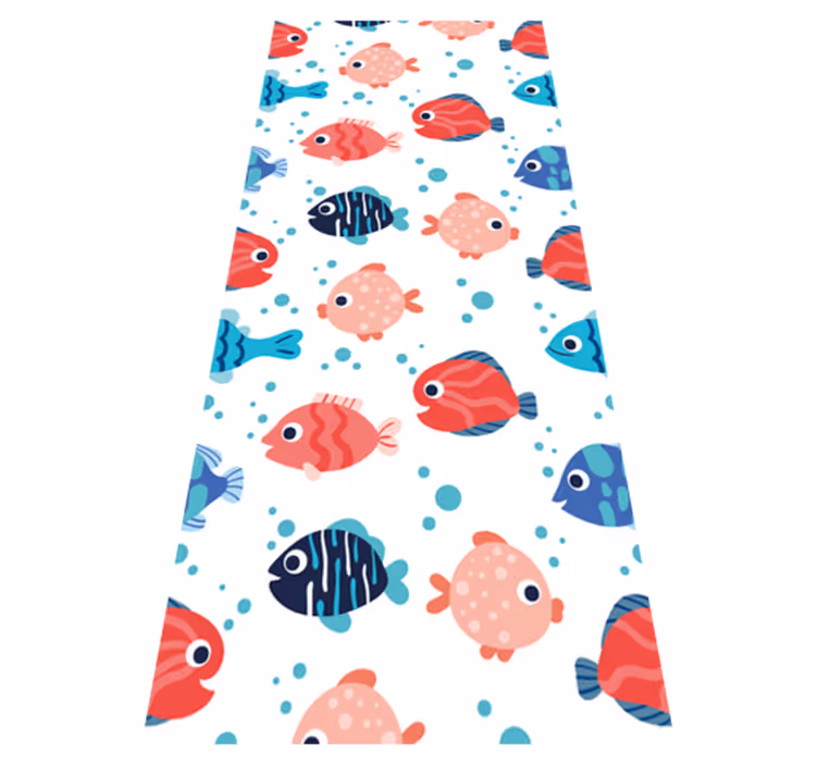 Bedroom vinyl carpet with pink and blue fishes - TenStickers