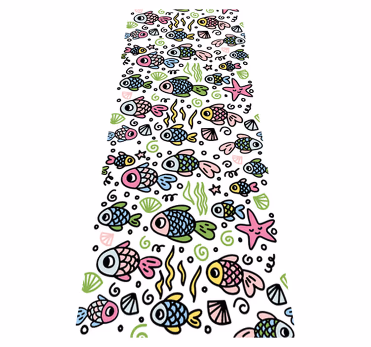 Bedroom vinyl carpet with multicolor fish pattern - TenStickers