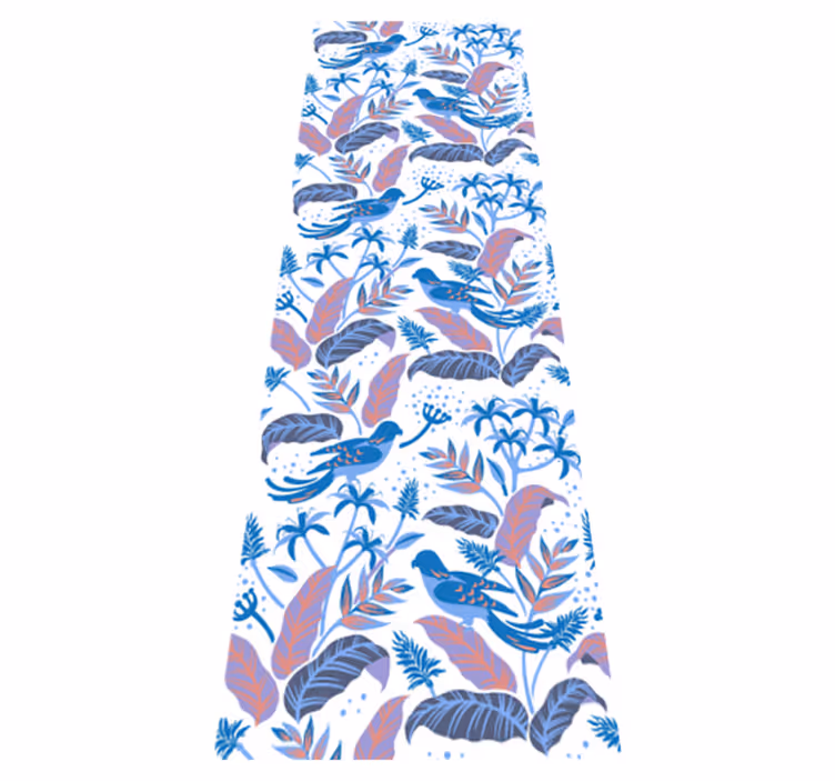 Bedroom vinyl carpet with blue and pink birds on leaves - TenStickers