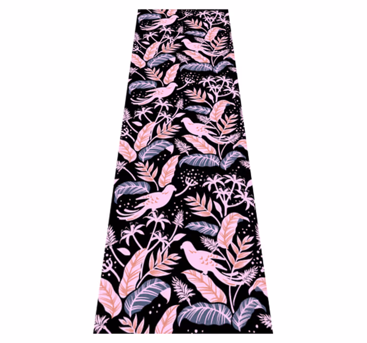 Bedroom vinyl carpet with black and pink birds - TenStickers