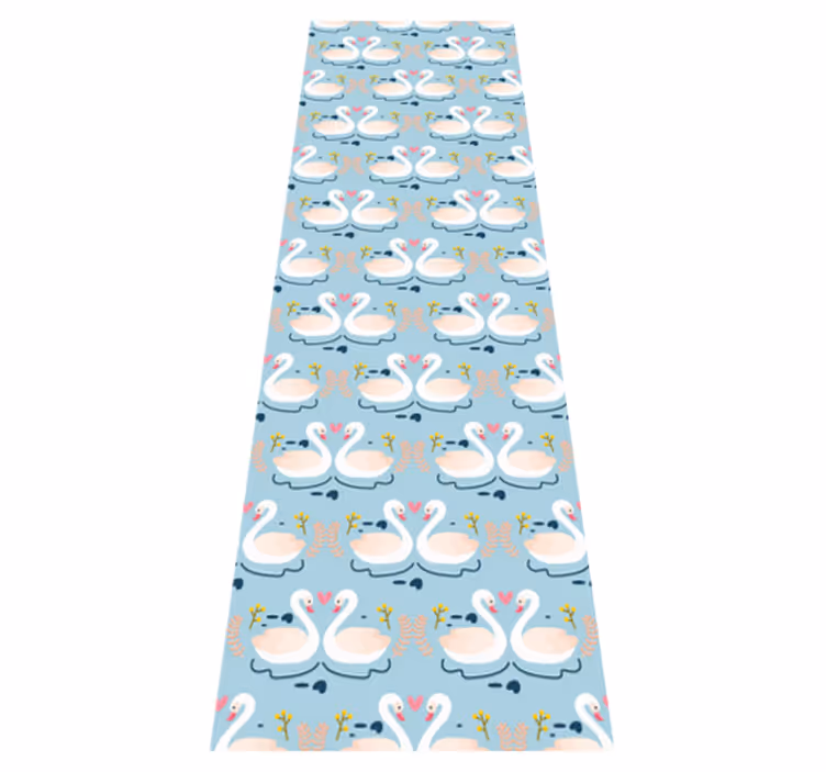 Bedroom vinyl carpet with swans in love on blue - TenStickers