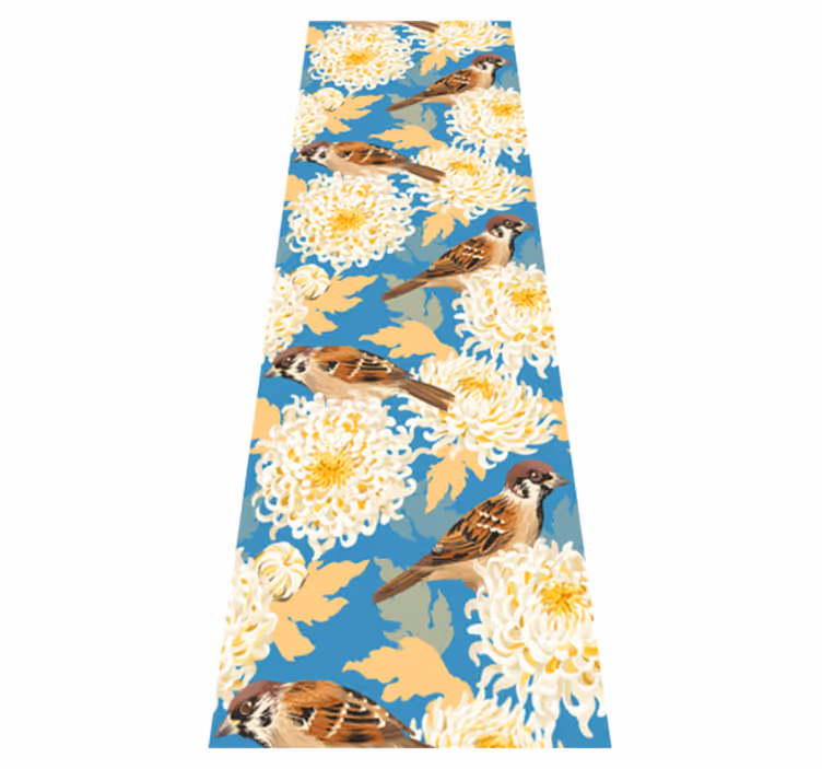 Bedroom vinyl carpet aquarella birds and leaves - TenStickers