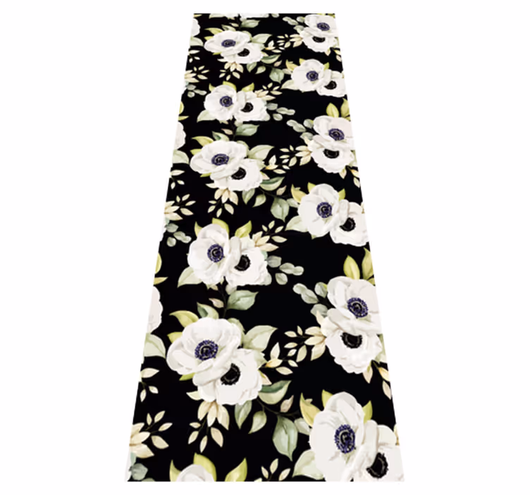 Bedroom vinyl carpet with beautiful white rose pattern - TenStickers