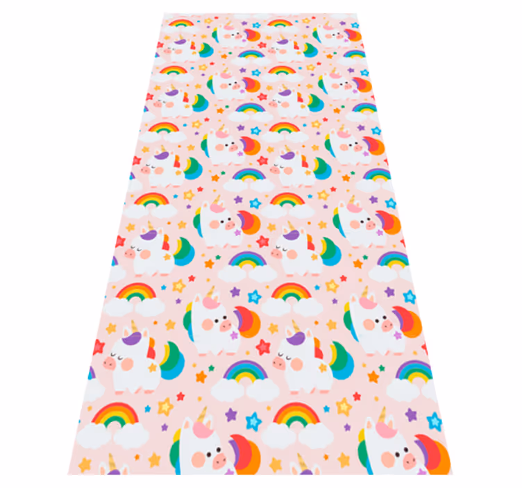 Bedroom vinyl carpet with hand-drawn colorful horses - TenStickers