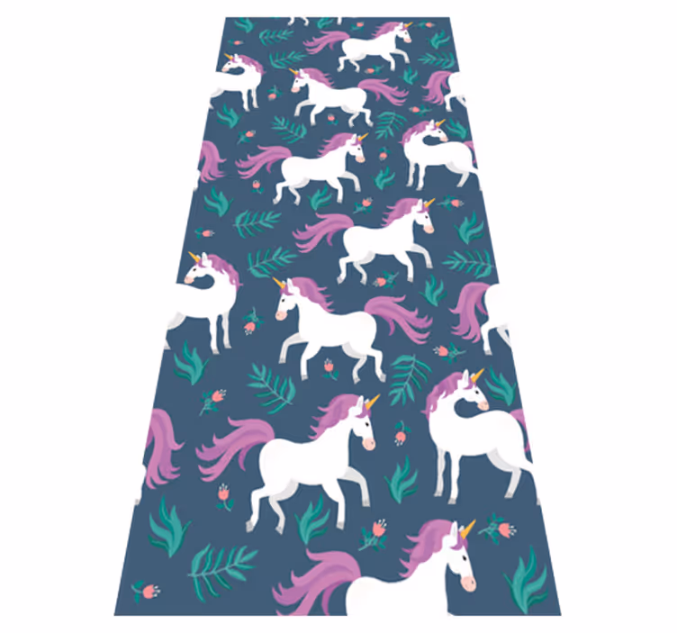 Bedroom vinyl carpet with flat unicorn blue design - TenStickers