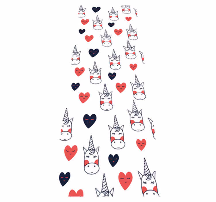 Bedroom vinyl carpet with unicorns and hearts - TenStickers