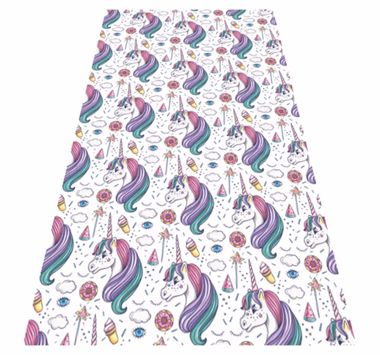 Bedroom vinyl carpet with hand-drawn unicorn design - TenStickers