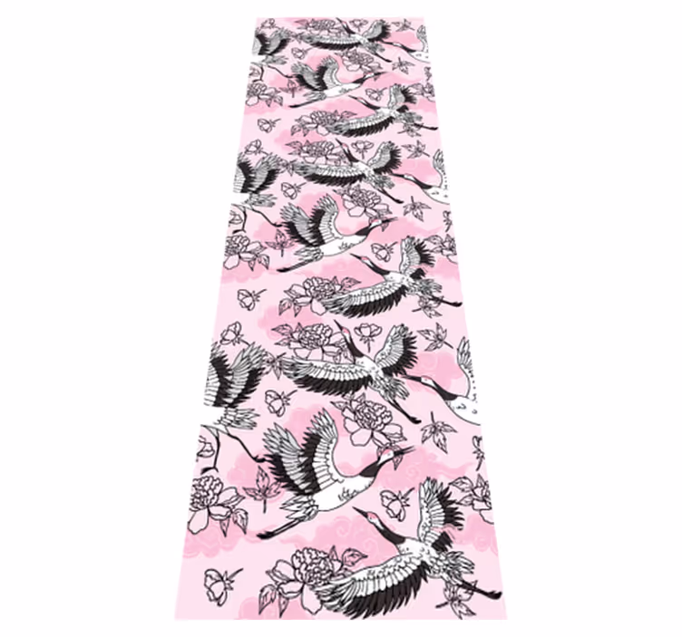 Bedroom vinyl carpet with modern pink wild birds pattern - TenStickers