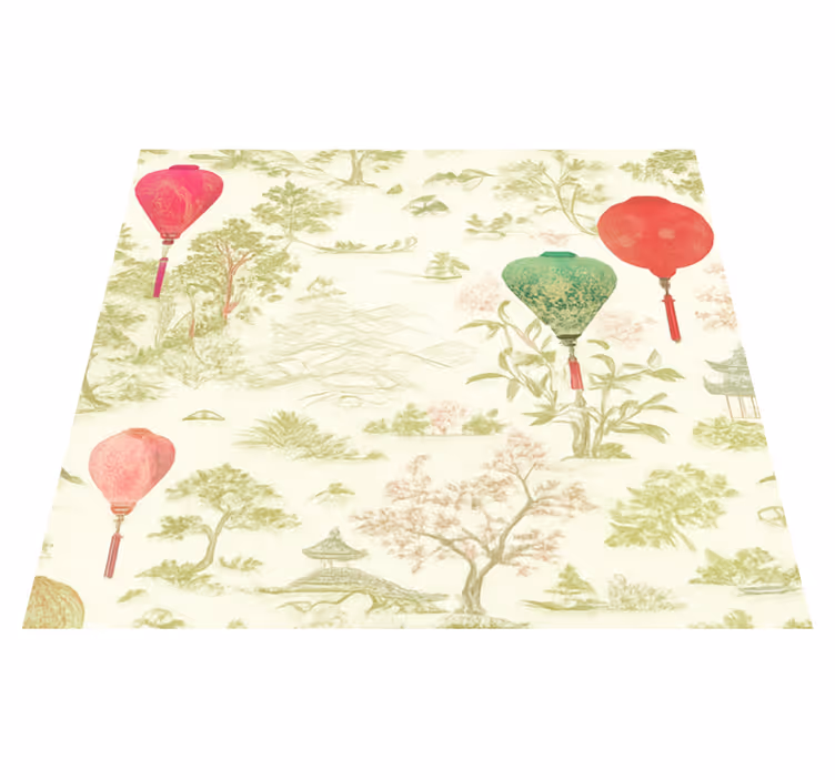 Bedroom vinyl carpet oriental chinoiserie scene - TenStickers