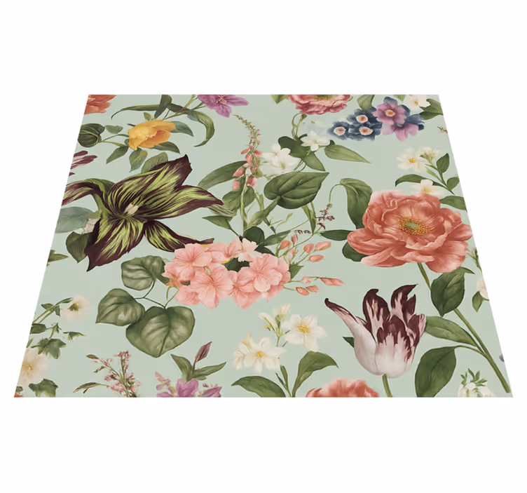 Colorful spring floral bedroom vinyl carpet - TenStickers