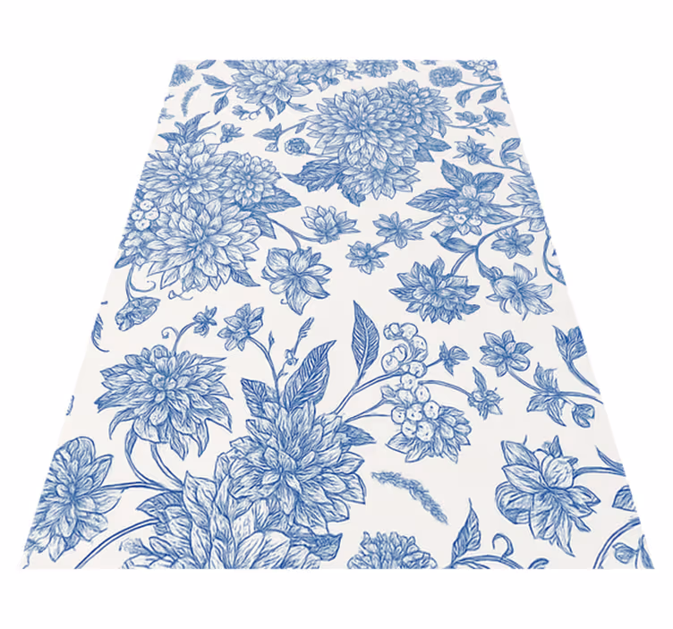 Blue dahlia floral bedroom vinyl carpet - TenStickers