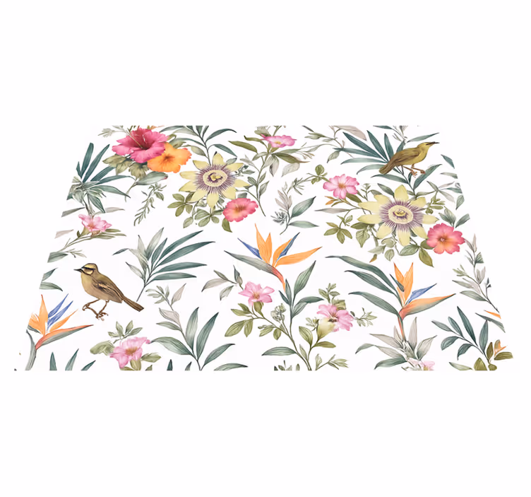 Blue floral design bedroom vinyl carpet - TenStickers