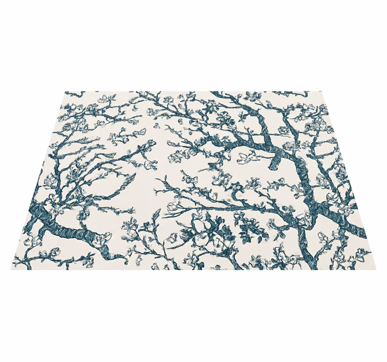 Bedroom vinyl carpet dark blue tree design - TenStickers