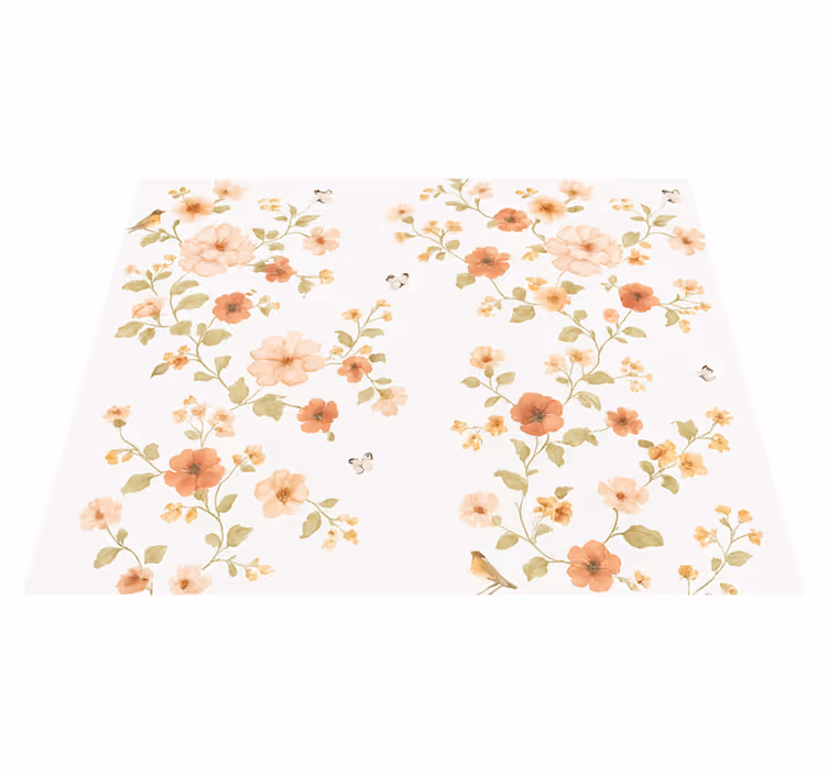 Bedroom vinyl carpet simple white small flowers - TenStickers