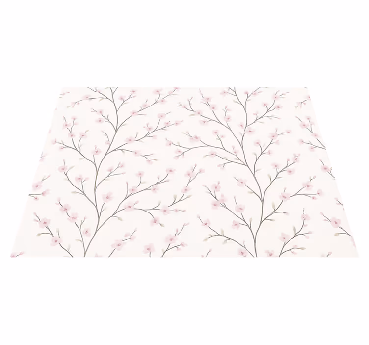 Bedroom vinyl carpet grey tree with pink flowers - TenStickers