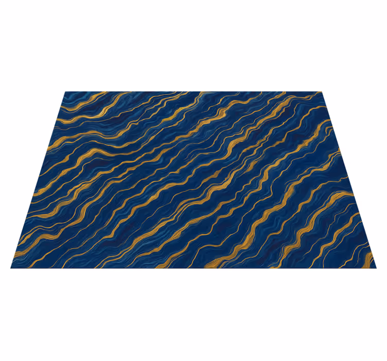 Bedroom vinyl carpet blue and gold marble design - TenStickers