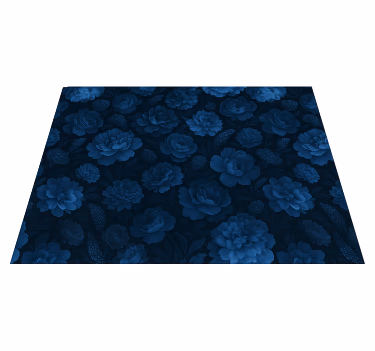 Dark blue mysterious floral motif bedroom vinyl carpet - TenStickers