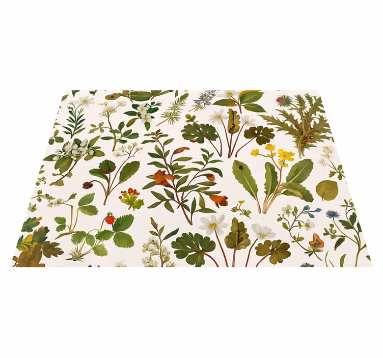 Bedroom vinyl carpet botanical design on white - TenStickers