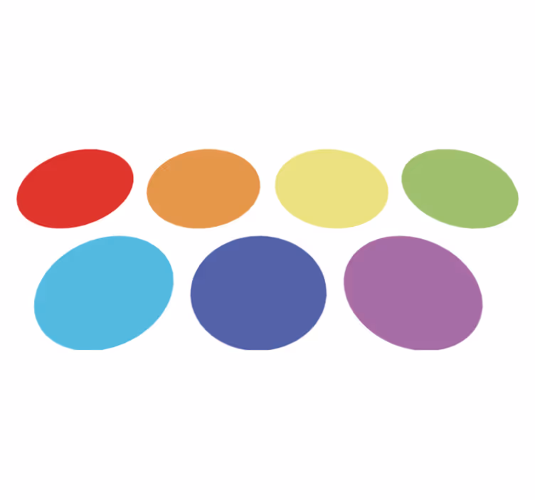 Geometric vinyl carpet in vibrant big rainbow dots - TenStickers