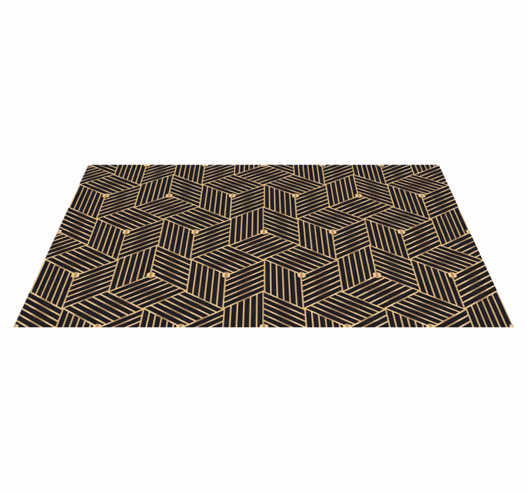 Geometric vinyl carpet with golden geometric design - TenStickers