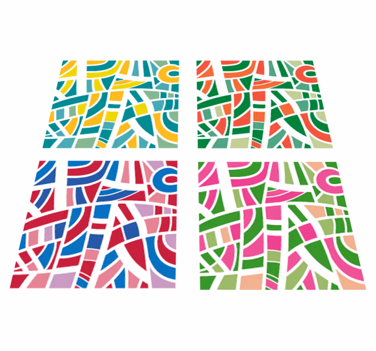 Geometric vinyl carpet in multicolored tiles - TenStickers