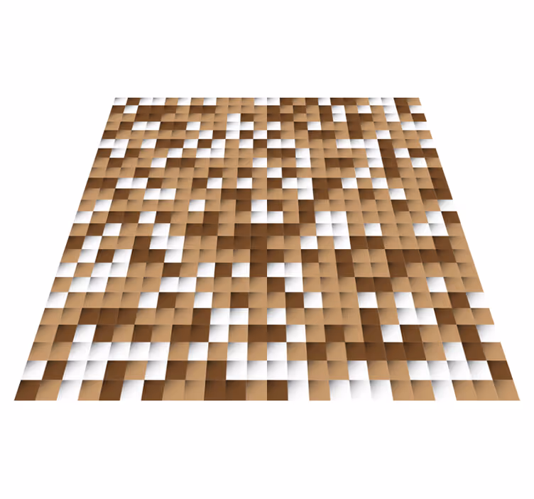 Geometric vinyl carpet in brown squares - TenStickers