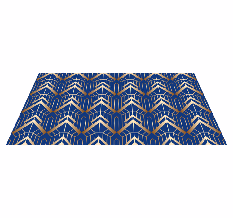 Geometric vinyl carpet with modern blue and gold design - TenStickers