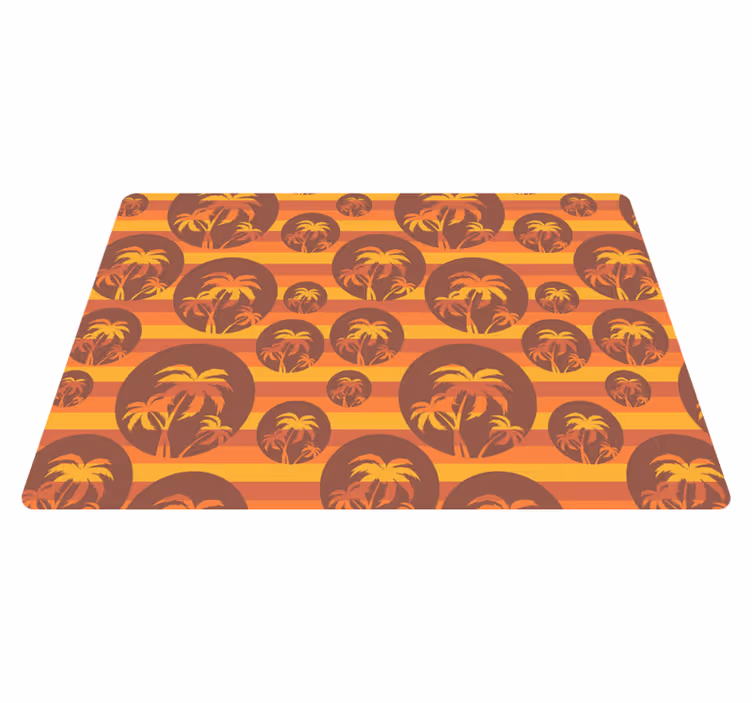 Geometric vinyl carpet retro sunset and palms design - TenStickers